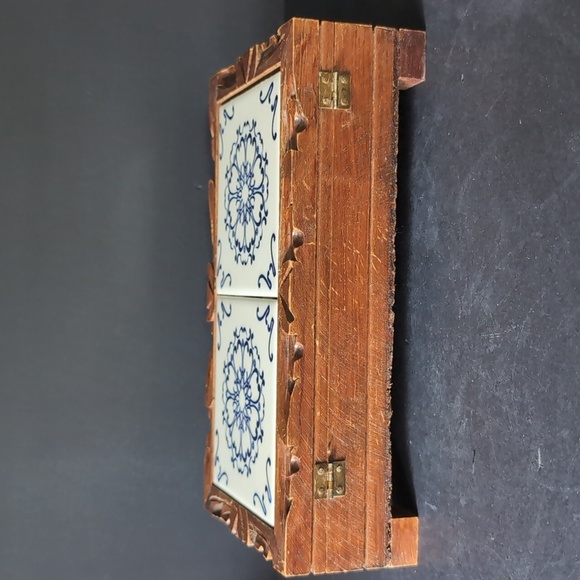VGT,Mexican Brown Wooden/Tile Decorative Trinket Box. - Picture 7 of 9